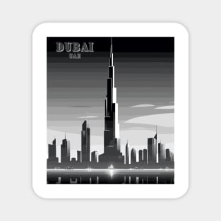 Dubai, UAE, Burj Khalifa, Black and White Travel Print Wall Art, Home Décor, Gift Art Magnet