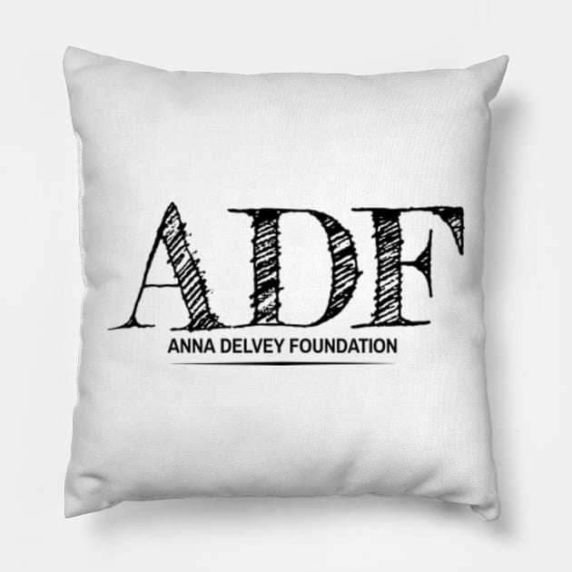 ADF Anna Delvey Foundation Scribbled Logo Pillow by piratesantavampirecowboy