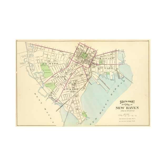 Vintage Map of New Haven Connecticut (1893) by Bravuramedia