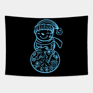 Full bodied snowman with winter Tapestry