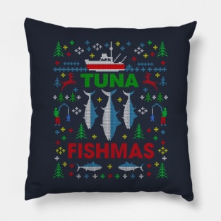 Funny Tuna Fishing Tuna Fishmas Tuna Fishing Ugly Christmas Sweater Shirt Pillow