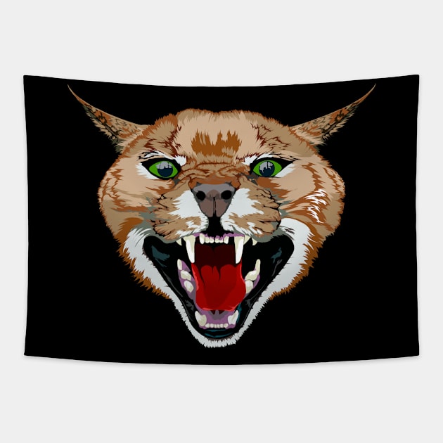 Evil wild cat Tapestry by DmitryPayvinart