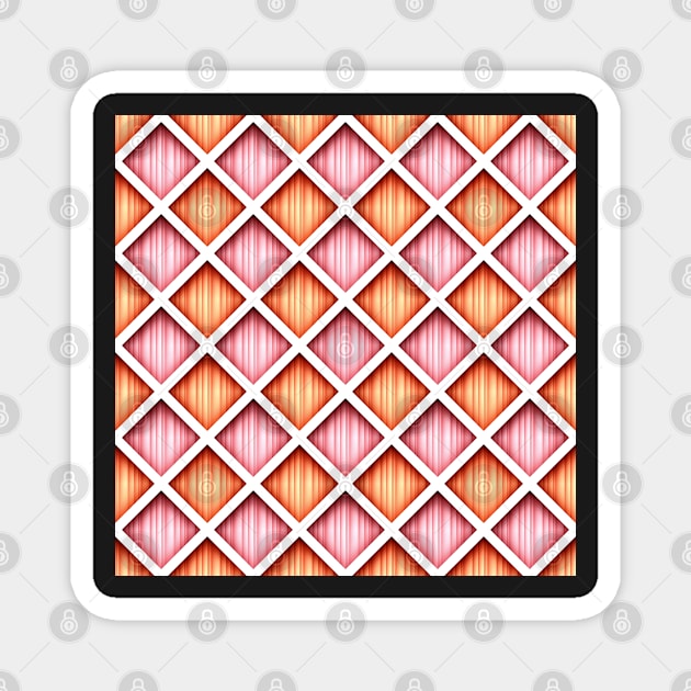 3d Geometric Pattern, Rhombic Harlequin Motif Magnet by lissantee