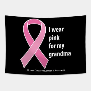 Breast cancer ribbon for grandma, with white type Tapestry