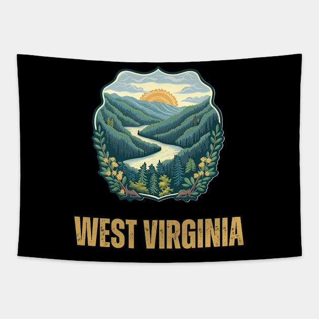 West Virginia State USA Tapestry by Mary_Momerwids