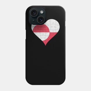 Greenlandic Jigsaw Puzzle Heart Design - Gift for Greenlandic With Greenland Roots Phone Case