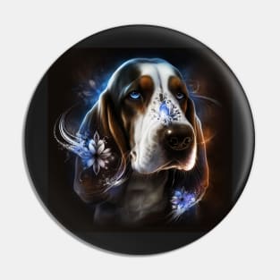 Basset Hound Lace Floral Abstract Pin