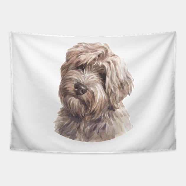 Gold Tibetan Terrier Watercolor Art Tapestry by doglovershirts