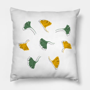 Ginkgo Biloba leaves offset - Green and Yellow Pillow