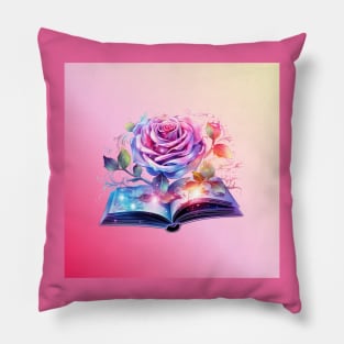 Rainbow Rose and Book Pillow