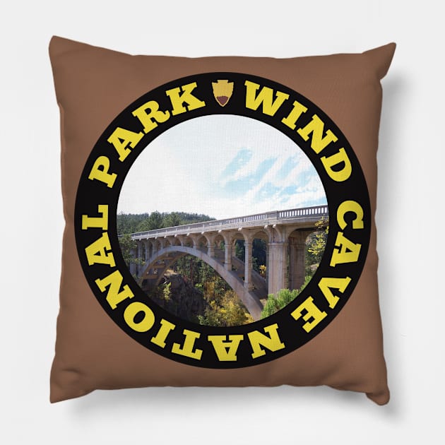 Wind Cave National Park circle Pillow by nylebuss