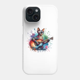 Devon Rex Cat Playing Guitar Phone Case