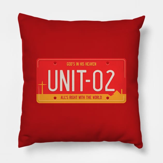 Unit 02 License Plate Pillow by DCLawrenceUK