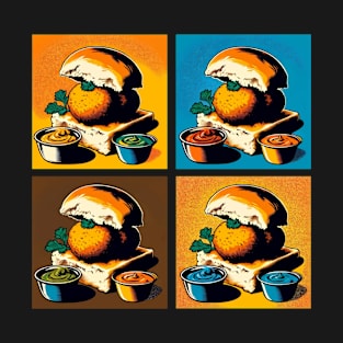 Pop Vada Pav Art - Retro Indian Food T-Shirt