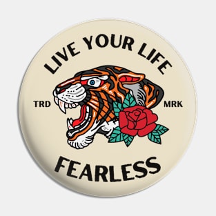 Fearless Tiger Head Tattoo Pin