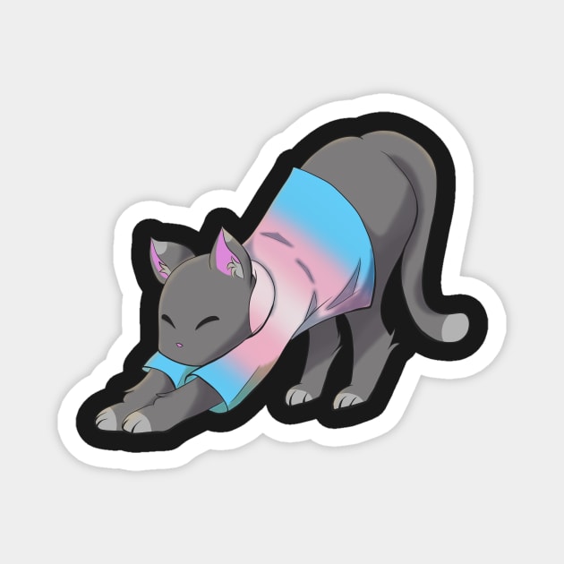 Trans cat stretching Magnet by CactusMonsters