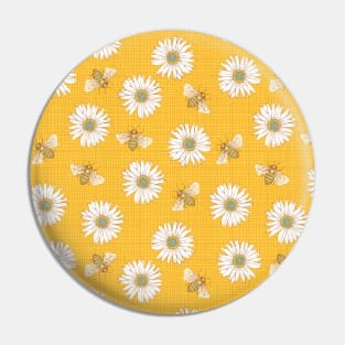 Honey Bees and Daisy Fabric Pin