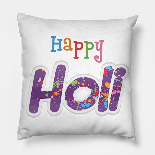 Happy Holi Festival Pillow by jobieh shop