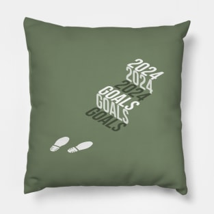 New Year 2024 goals Isometric stairs text effect with footprints Pillow