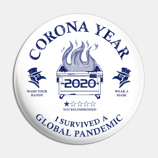 Corona Year 2020 ✅ I Survived A Global Pandemic - Blue Pin by Sachpica