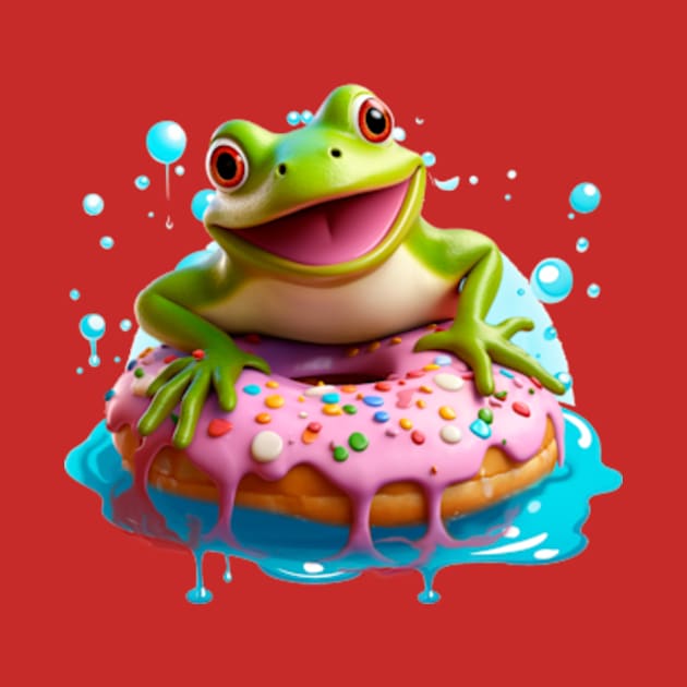 Happy frog with donut's by enyeniarts