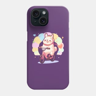 Rainbow Ride: Kawaii Llama Pedals with Joy Phone Case