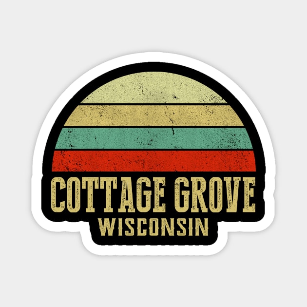 Cottage Grove Wisconsin Vintage Retro Sunset Magnet by Curry G