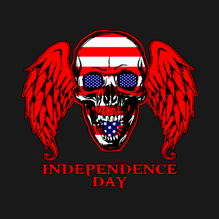 Skull Head Wing Independence Day T-Shirt