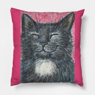 Happy black cat Pillow