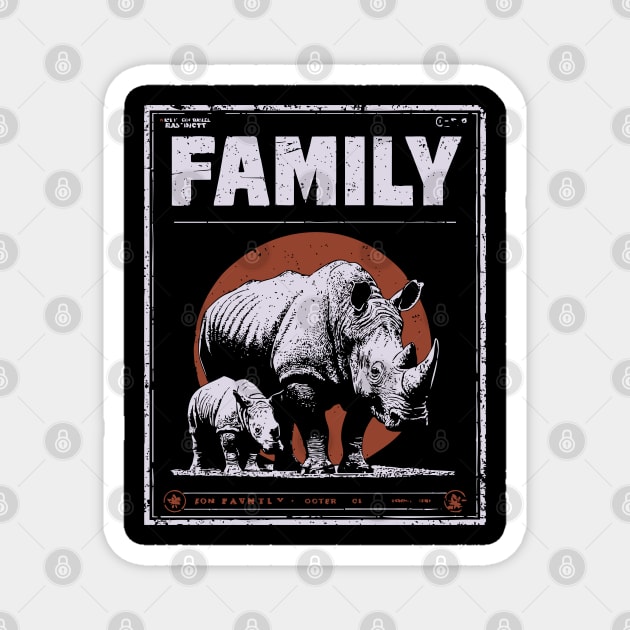 Rhino Family – Tough Skin, Tender Love Magnet by TuncGK