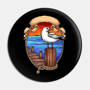 Ocean Bird Art Illustration Pin