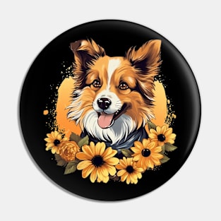 Dog Sunflowers Pin