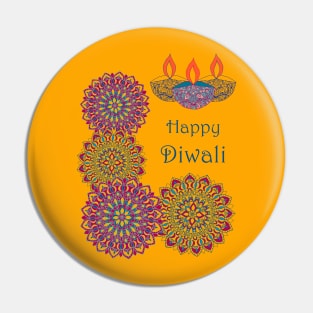 Diwali - Mandalas and Lamps Pin