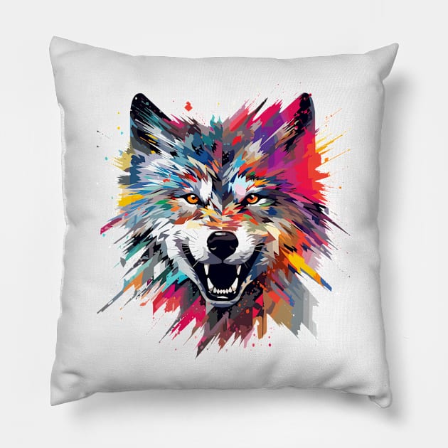 Wolf Animal Freedom World Wildlife Wonder Abstract Pillow by Cubebox