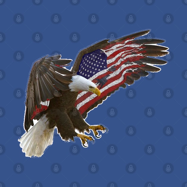 AMERICAN BALD EAGLE FLYING WITH FLAG WINGS by colormecolorado