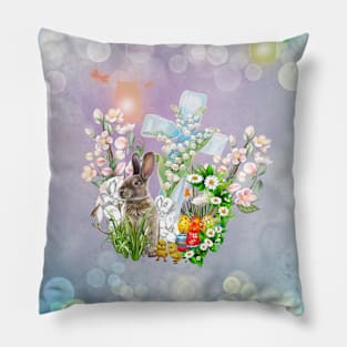 Sweet easter design with bunny and cross Pillow
