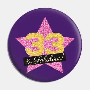 33rd Birthday Gifts Women Fabulous - Pink Gold Pin