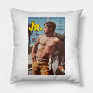 JR. Junior - Vintage Physique Muscle Male Model Magazine Cover Pillow