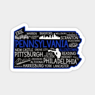 Allentown Pennsylvania cute map, Erie, Reading, Bethlehem, Scranton, Lancaster, Levittown, Harrisburg, Magnet