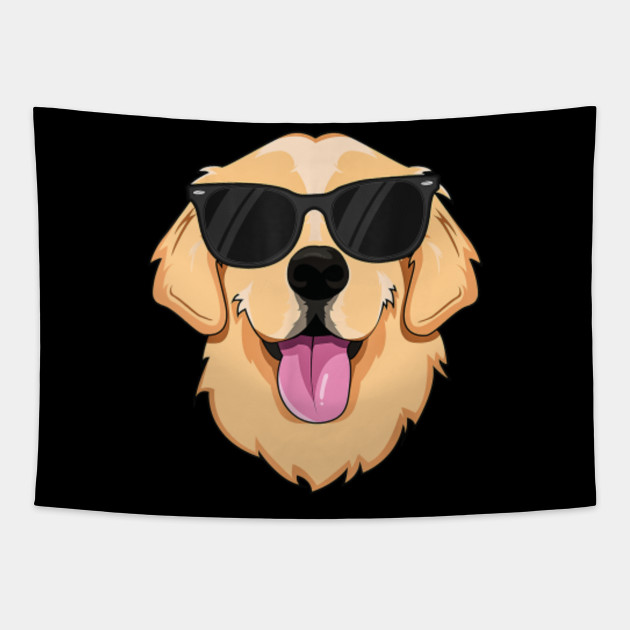 Cool Golden Retriever Dog Wearing Sunglasses Golden Retriever Tapestry Teepublic