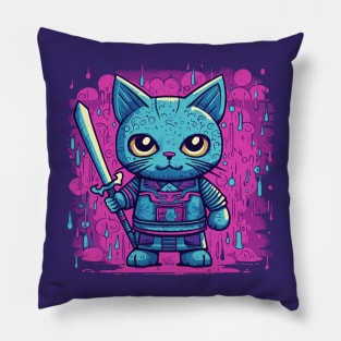 Japanese warrior knight cat Pillow