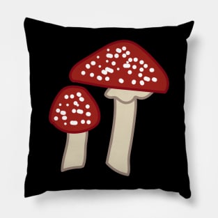 Red Cottagecore Mushrooms Pillow