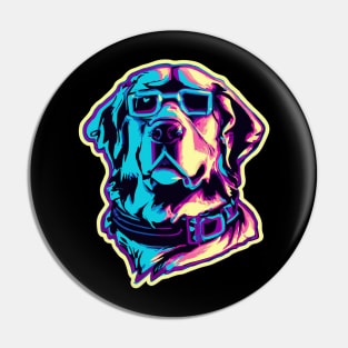 Labrador Vaporwave Dog Lover Retriever Pin