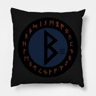 Blue Berkana Futhark Rune Symbol Pillow