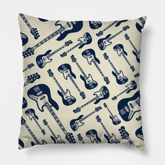 Bass Guitar Seamless Pattern Light Theme Pillow by nightsworthy