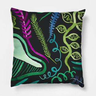 Leaf Tropical Jungle Forest Black Pillow