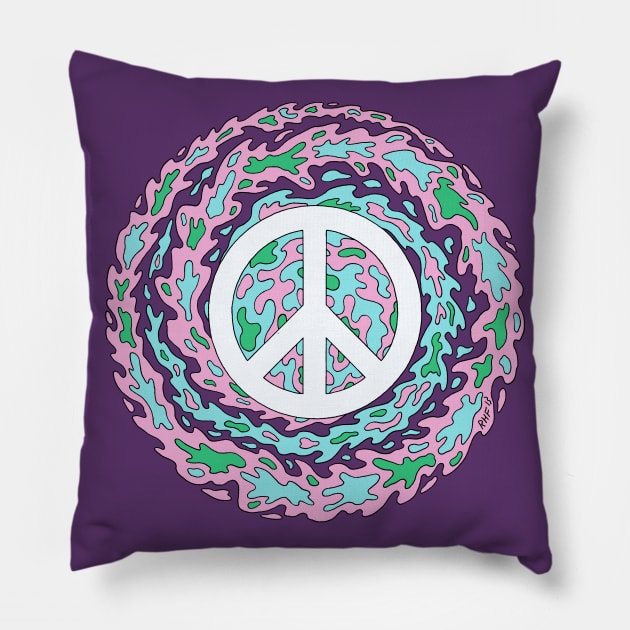 Psychedelic Peace Pillow by AzureLionProductions