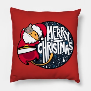 Merry Christmas Santa Cat Pillow