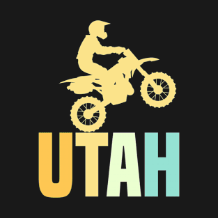 Utah Shape Dirt Motorcycle | Used Look Motorcycle Utah | Vintage USA State T-Shirt