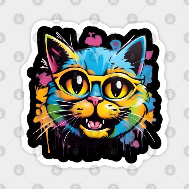Colorful Graffiti Cat Magnet by Ravenglow